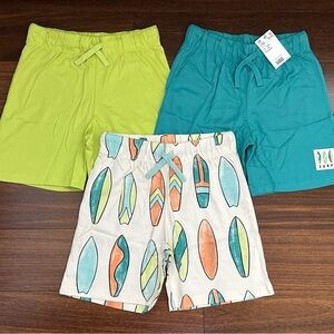 BNWT H&M Kids' 3-Pack Shorts – Teal, Lime, Surfboard Print